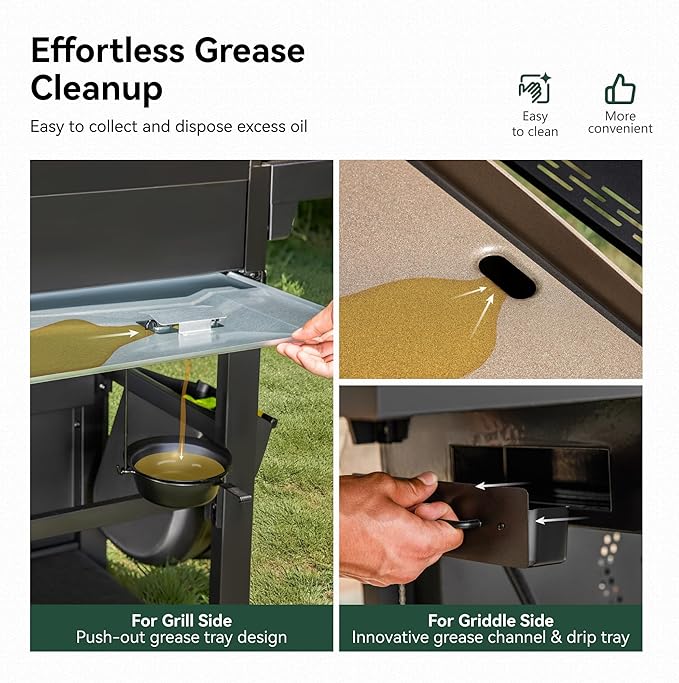 5 Burner Griddle Grill Combo, 2 in 1 Propane Gas BBQ Grill with Porcelain-Enameled Cast Iron Grates & Pan, Outdoor Flat Top Griddle, 695 Sq. In. Propane Barbecue Grill for Patio Backyard Balcony