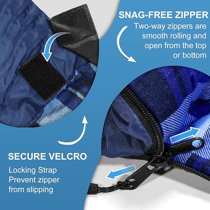 Double Sleeping Bag for Adults Kids, XL Queen Size 2 Person All Season for Warm & Cold Weather, Lightweight Compact with Compression Sack Camping Essentials for Backpacking Hiking