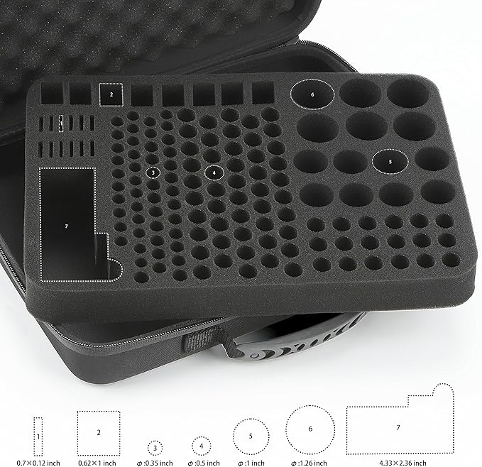 MOSLA Waterproof Battery Organizer Storage Case with Tester BT-168 - AA, AAA, C, D, 9V(Black)