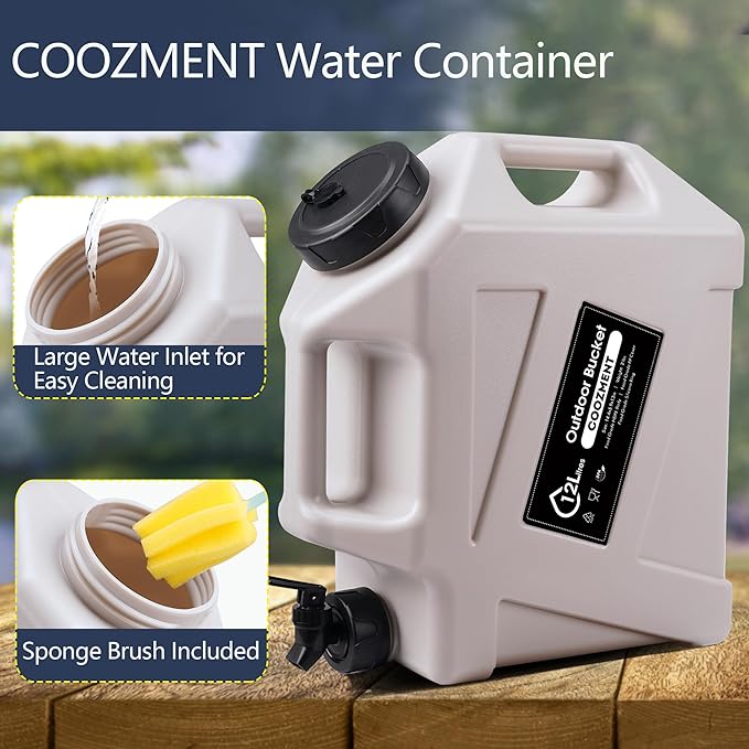 3.2 Gallon/5 Gallon Water Containers with Spigot, BPA Free Water Jug, Military Green Water Tank, Multifunction Water Storage Containers for Camping Outdoor Hiking,Emergency Stroage