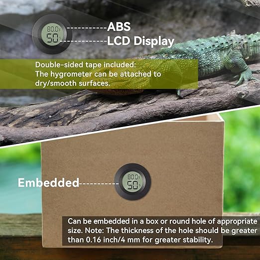 3-Pack Mini Hygrometer & Thermometer, Indoor Outdoor Digital Humidity Meter Gauge Temperature, ℉/℃, for Home, Office, Reptile, Car, Greenhouse, Lab, Terrarium, Cellar.. A01 Black