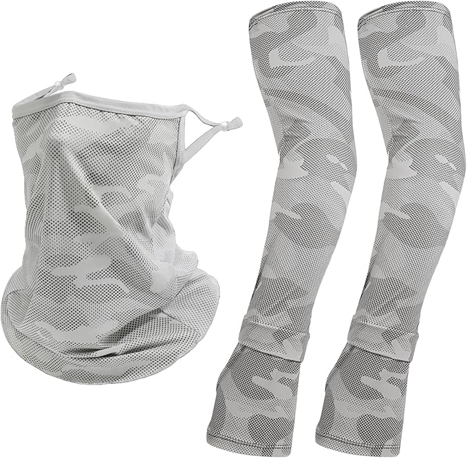 Grey UV Sun Protection Arm Sleeves for Men Women Teenager, Fishing Cycling Driving Ice Silk Cooling Arm Sleeves