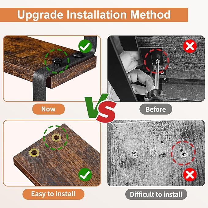 Giikin 4 Tier Spice Rack, Set of 2 Wooden Spice Rack for Countertop, Kitchen Counter Storage Shelves Cupcake Stand Holder Display Stand, Rustic Brown