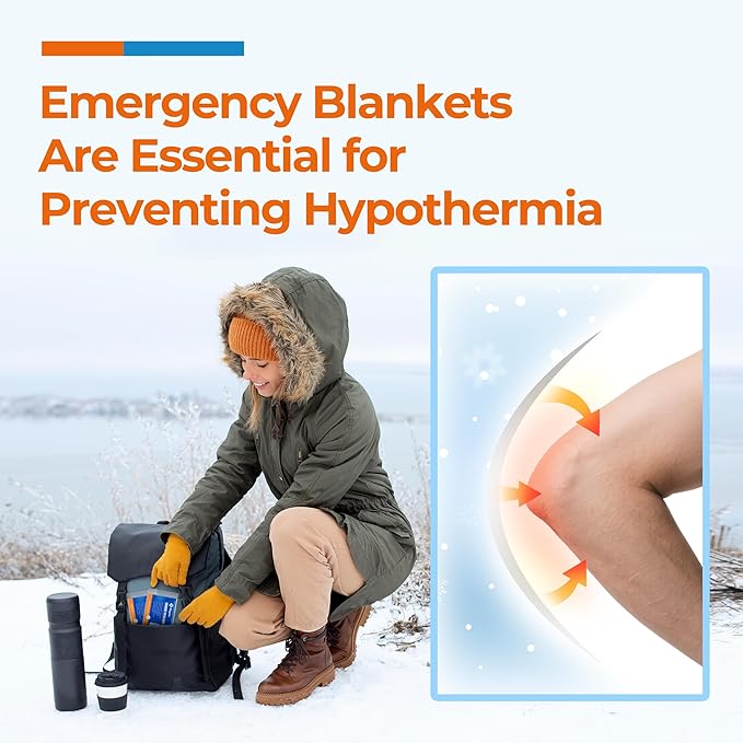 Emergency Blankets (75 Packs, 84" L x 52" W) Mylar Thermal Blankets for Survival and Protection,Space Blanket Survival Kits Camping Blanket, Ideal for Outdoors, Hiking, Survival, Marathons