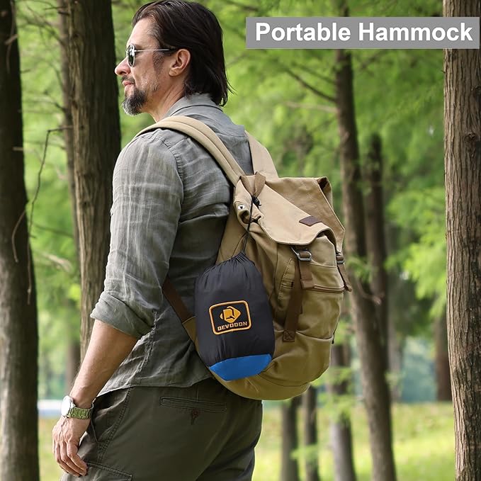 Camping Hammock with Net,Travel Portable Lightweight Hammocks with Tree Straps and Solid D-Shape Carabiners,Parachute Nylon Hammock for Outsides Backpacking Beach Backyard Patio Hiking