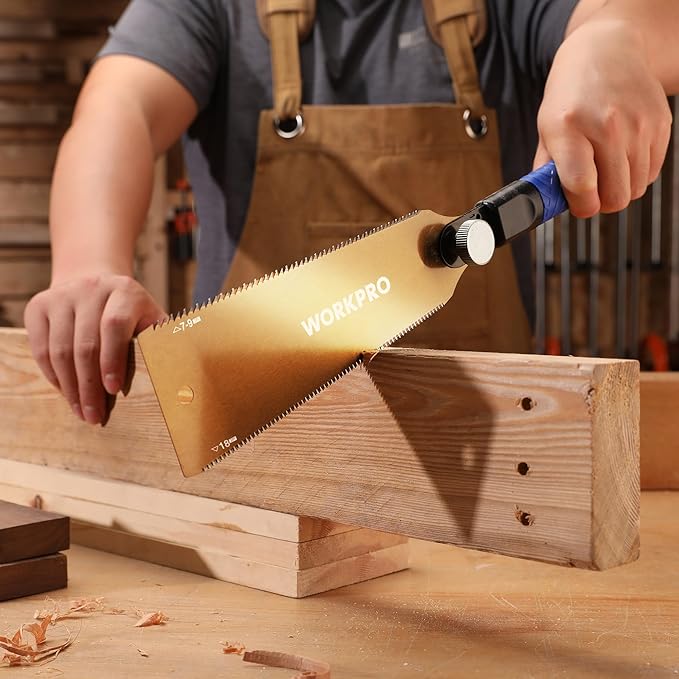 WORKPRO 8 Inch Japanese Pull Saw, Double-Edged Hand Saw for Wood Cutting with 7-9&18 TPI, SK5 Flexible Blade, Non-Slip Beech Handle for Woodworking