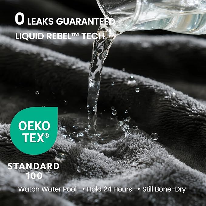 gogobunny Waterproof Bed Blanket, Reversible Sherpa Fleece Throw Blanket for Dog Puppy Cat, Furniture Cover Protects Bed Couch Sofa from Liquid Pee and Pet Fur (Dark Grey, 90x90 inches)