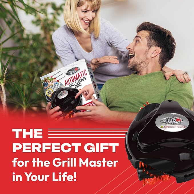 Grillbot Automatic Grill Cleaning Robot with Nylon Brushes, BBQ Grill Cleaner, Grill Brush, Grill Scraper, BBQ Accessories (Red Grillbot + Carry Case)