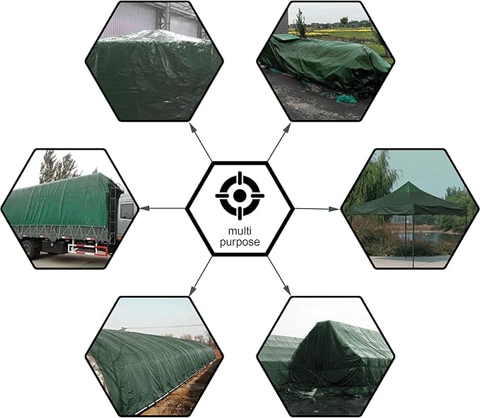 CARTMAN Finished Size 12x16 Feet Waterproof Green Tarp 8 Mil Thick, Multipurpose Protective Cover for Emergency Rain Shelter Camping Tarpaulin