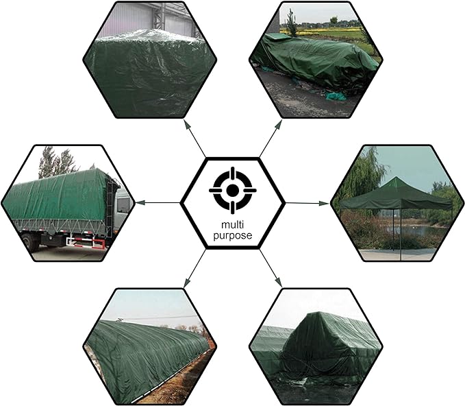 CARTMAN Finished Size 20x30 Feet Waterproof Green Tarp 8 Mil Thick, Multipurpose Protective Cover for Emergency Rain Shelter Camping Tarpaulin
