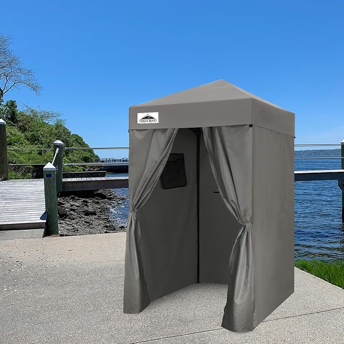 EAGLE PEAK Flex Ultra Compact 4x4 Pop-up Canopy, Sun Shelter, Changing Room, Portable Privacy Canopy Cabana for Pool, Fashion Photoshoots, or Camping, Dark Gray