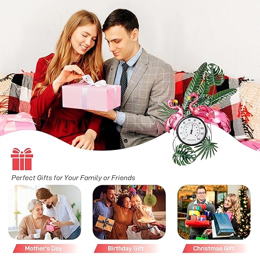 25" Outdoor Thermometer, Large Thermometer Outdoor Waterproof, Flamingo Decorative Outdoor Thermometers for Patio, Yard, Garden, Living Room