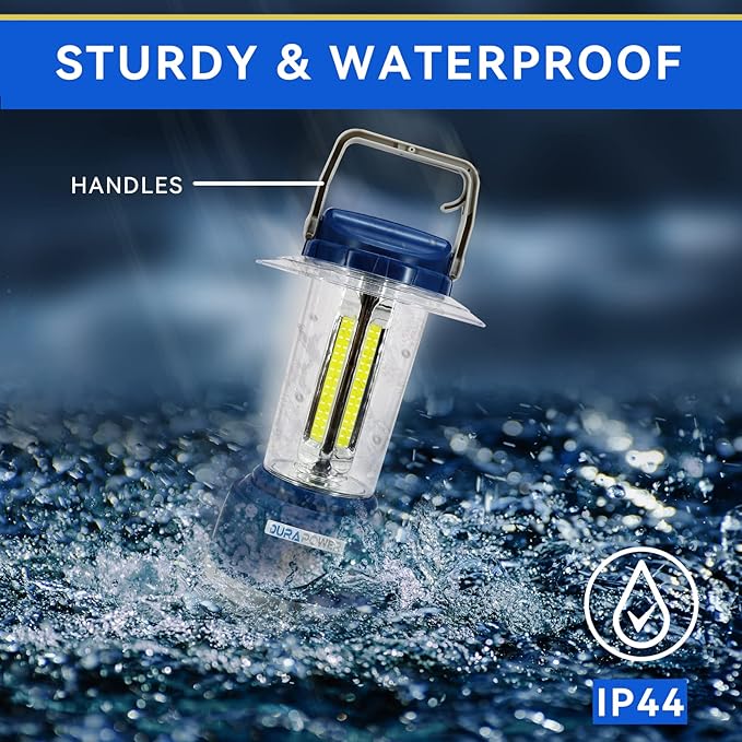 Durapower LED Camping Lantern Rechargeable, Bright 2000 Lumen, 5 Modes, 4000 mAh Power Bank, IP44 Waterproof Lantern for Hurricane, Emergency, Power Outages, Home