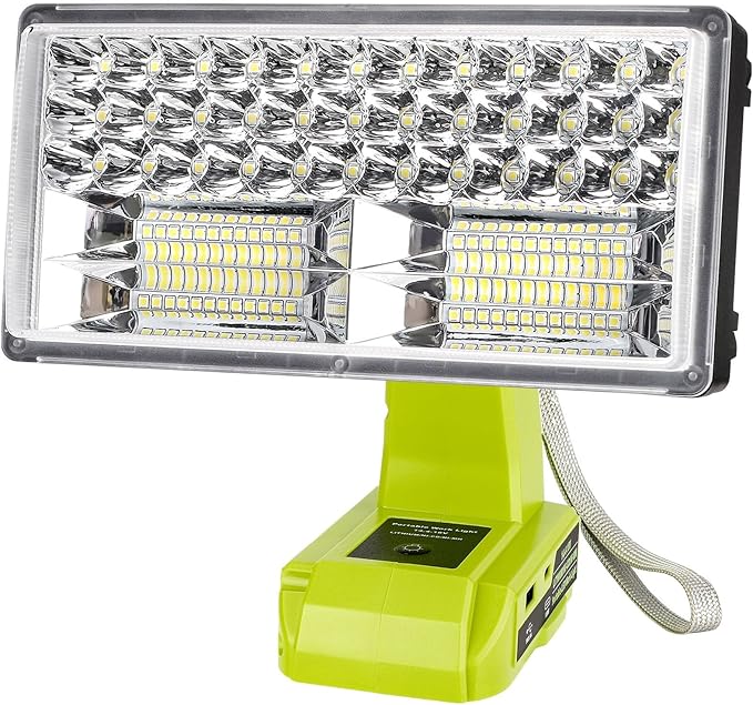 50W 4200LM Cordless LED Work Light for Ryobi One 18V Battery Portable Flood Lights for Outdoor Indoor Workshop Job Site, Floodlight & Spotlight Modes/Pivoting Head/USB Port(No Battery)