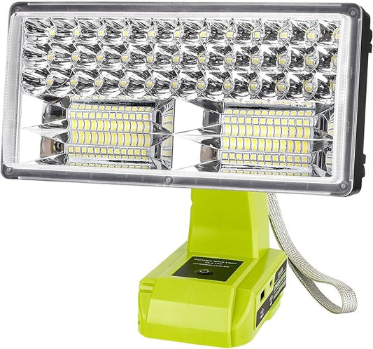 50W 4200LM Cordless LED Work Light for Ryobi One 18V Battery Portable Flood Lights for Outdoor Indoor Workshop Job Site, Floodlight & Spotlight Modes/Pivoting Head/USB Port(No Battery)
