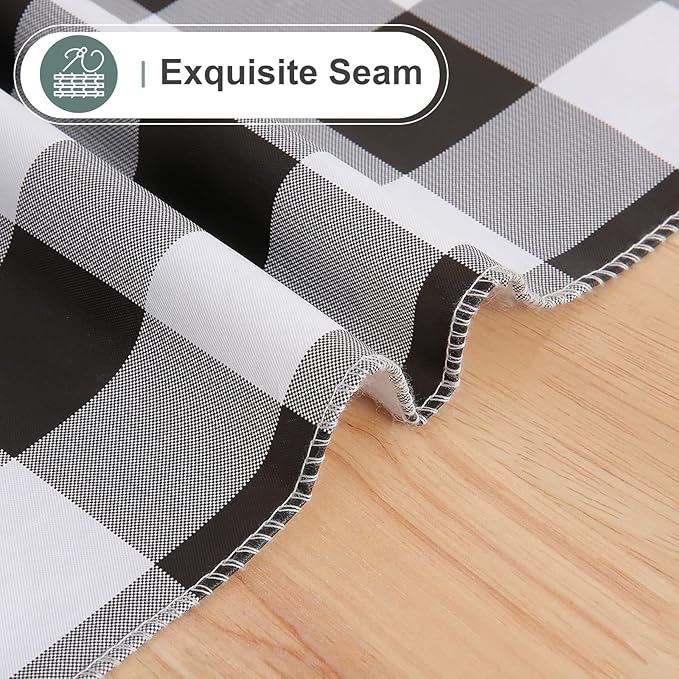 misaya Rectangle Waterproof Vinyl Table Cloth, Buffalo Flannel Backed Tablecloth, Wipeable Plastic Table Cover for Dinner, Kitchen, Outdoor (60" x 102", Black and White)
