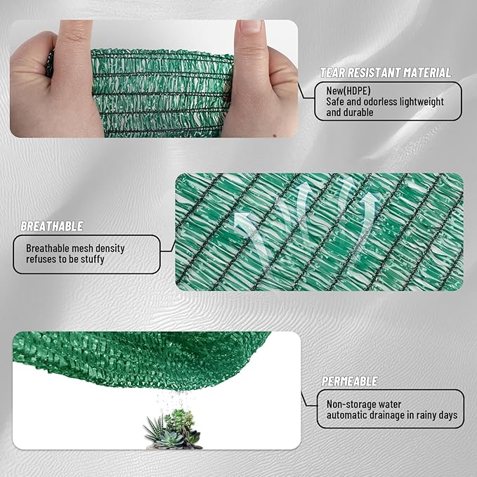 Cool Area 70% Sun Shade Cloth Mesh Tarp with Grommets for Plant Cover 8x10ft Patio Canopy Garden Pergola Greenhouse Car Barn Kennel Green
