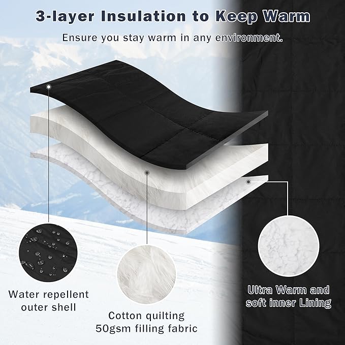 Catalonia Outdoor Windproof Wearable Stadium Blanket, Oversized Waterproof Wearable Blanket Poncho