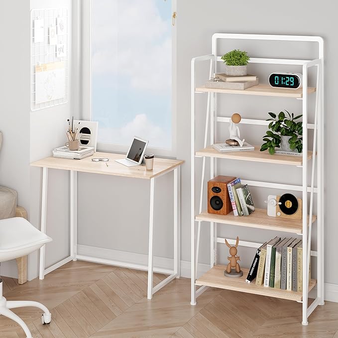 BHG No Assembly Folding Bookshelf for Living Room,Collapsible Book Shelf for Home Office, Portable Bookcase Storage Organizer Rack Shelves