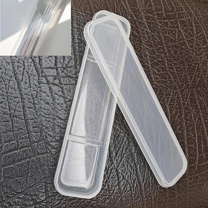 2Pcs Simple Utensil Holder with Lid, Portable Flatware Box Travel Tableware Storage Case, Simple Tableware Storage Box Case for Cutlery Kit (White、Black)