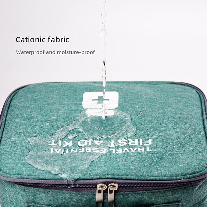 Empty First Aid Bags, Travel Medicine Bag, Medical Supplies Organizer Bag, Portable Kit for Traveling, Car, Home, Camping, Office, Hiking, Outdoor (Cationic Green)