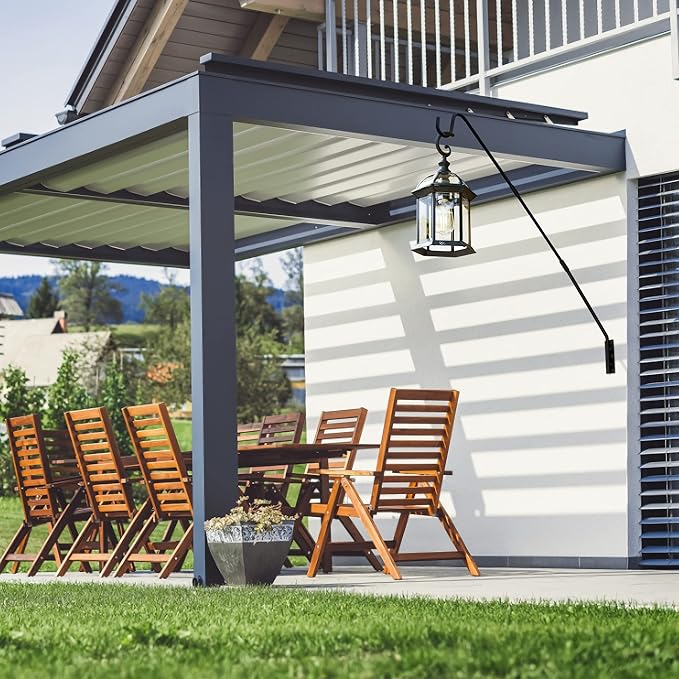 Juegoal Heavy Duty Deck Hook, 25 Inch to 36 Inch Wall Mounted Extended Reach Deck Hook Wall Pole Plant Bracket for Hanging Bird Feeder, Plants, Suet Baskets, Lanterns, Wind Chimes