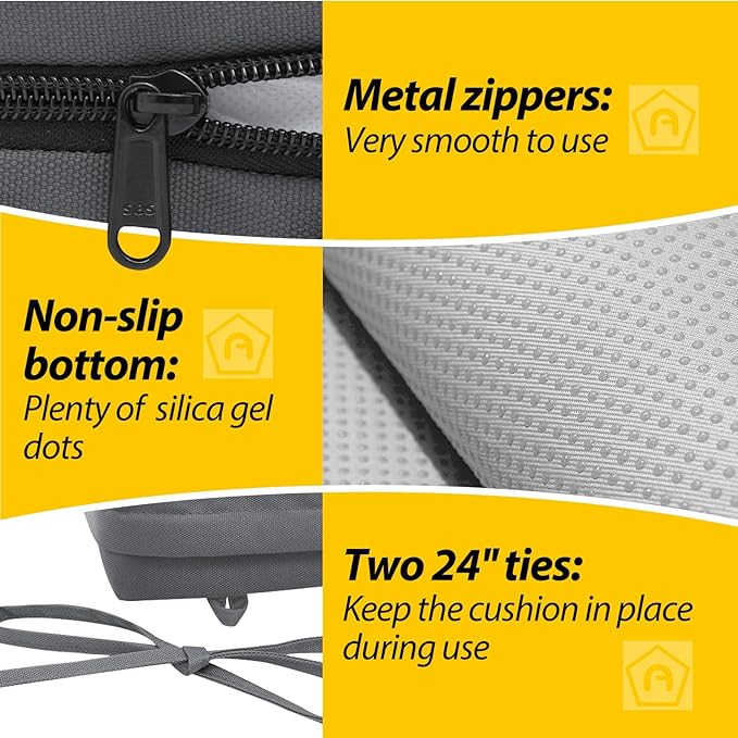 AAAAAcessories Outdoor Seat Cushions for Chairs, Waterproof, Fade-Resistant Patio Furniture Replacement Cushions, 18.5" x 16" x 3", Set of 4, Dark Gray