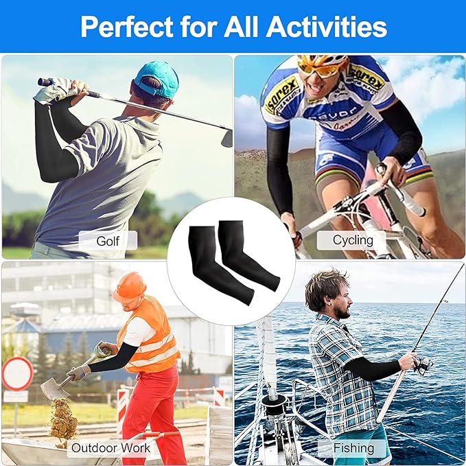 4 Pair UV Sun Protection Arm Sleeves for Men & Women,Cooling UPF 50 Arm Cover for Baseball,Cycling,Basketball