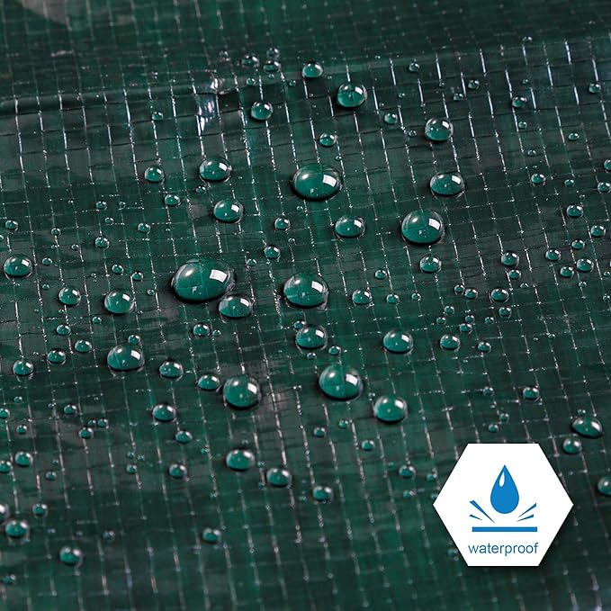 CARTMAN Finished Size 18x24 Feet Waterproof Green Tarp 8 Mil Thick, Multipurpose Protective Cover for Emergency Rain Shelter Camping Tarpaulin