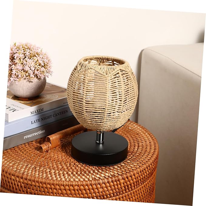 DOITOOL Rattan Lamp Shade, Small Wicker Lamp Shade,Woven Pendant Light Covers Boho Lamp Shade Replacement, Retro Lampshade for Floor Lamps, Chandelier, Desk lamp, Wall Sconces (Khaki Dark/Light)