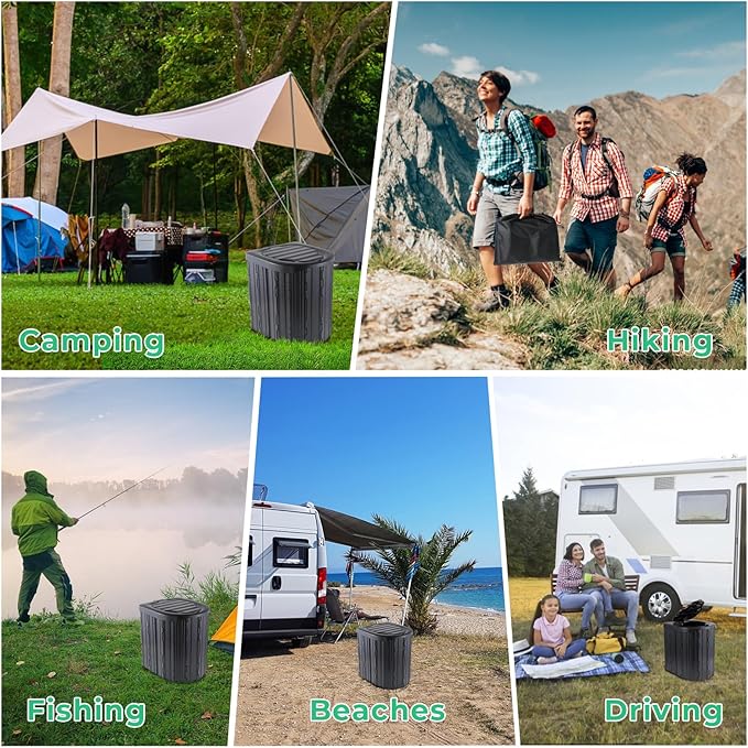 Camping Toilet, Portable Toilet for Adults, Camp Toilet with Handbag, Travel Potty for Camping, Hiking, RoadTrip, Car, Tent, Truck Drivers (black-15.7''H)