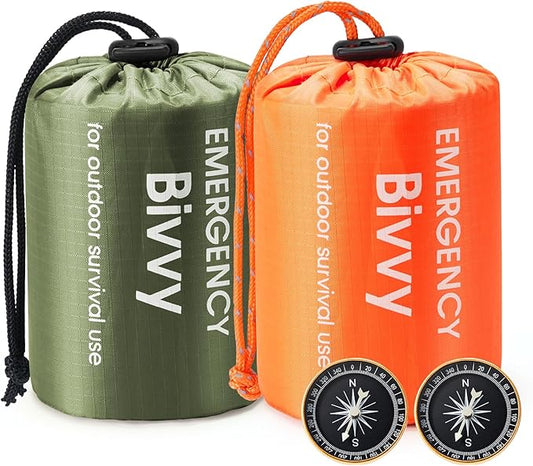 Esky Emergency Sleeping Bag, Portable Emergency Blanket Thermal Bivy Sack, Waterproof Lightweight Survival Gear with Compass for Camping Hiking Outdoor Adventure
