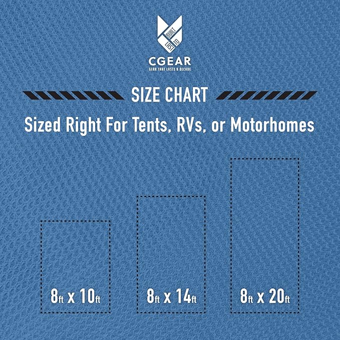 CGEAR RV Camping Mat, Sand Free Outdoor Reversible Rug for Campsite, Backyard, Patio, Deck, and Beach (Blue/Green, 8' x 11')