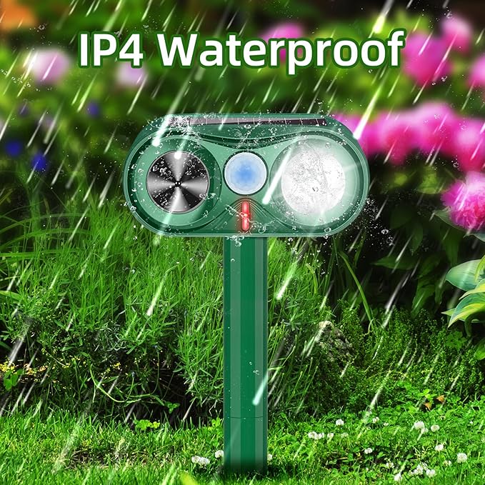 2025 2Pack Solar Ultrasonic Animal Repellent Outdoor Deer Repellent Devices with Motion Detection Waterproof Cat Repellent Outdoor Dog Raccoon Squirrel Rabbit Skunk Deterrents for Yard Garden Farm