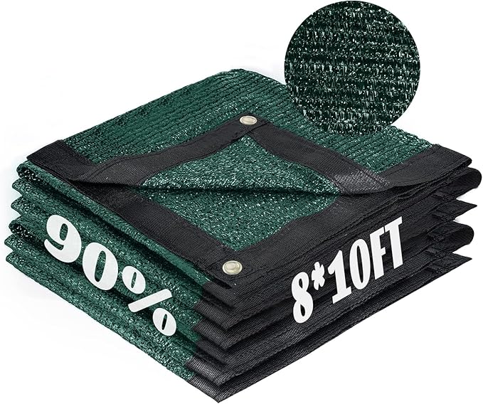 Cool Area 90% Sun Shade Cloth Mesh Tarp with Grommets for Plant Cover 8x10ft Patio Canopy Garden Pergola Blackhouse Car Barn Kennel Green