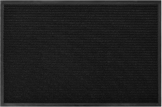 fani Heavy Duty Large Outdoor Indoor Entrance Black Doormat Waterproof Low Profile Entrance Rug Front Door Mat Patio Anti-Skid Rubber Back, 23x35 inch (Black)