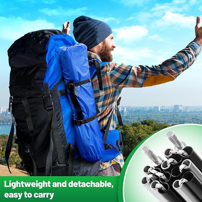 Aluminum Tent Poles Replacement - Pre-Assembled Tent Poles Stakes, Fits Both Female and Male Ends - Lightweight Tent Pole Repair Kit for Hiking Camping Backpacking Tent, 20FT