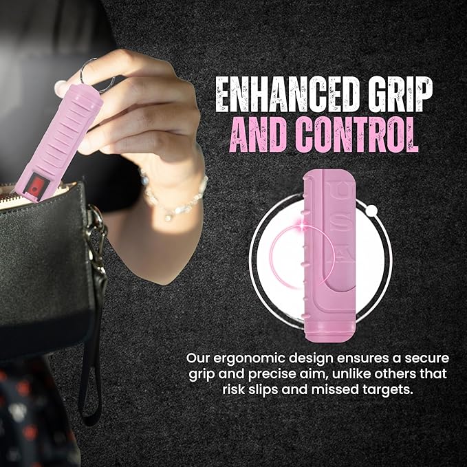 Police Magnum Belt Clip Pepper Spray Combo Safety Kit- Maximum Heat Strength OC with Pink Pocket Knife Self Defense- Made in The USA- 1 Pack Soft Pink H.S & PNK KNF