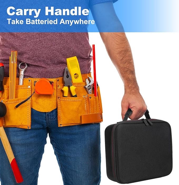 Battery Holder Organizer Storage Case with Tester - BT168,Holds 140+ Batteries Waterproof Carrying Case Bag for AA AAA C D 9V, Battery Vault Box for Organization (Not includes Batteries)