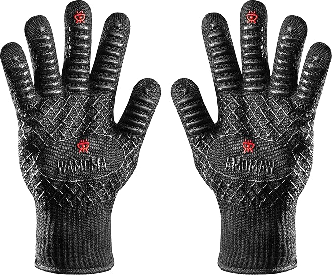Small Heat Resistant Grilling Gloves for Women - Heat & Fire Proof Gloves for BBQ with Silicone & Cotton Lining | Barbeque, Kitchen, Baking, Oven Gloves for Meat Handling