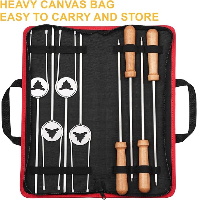 Heavy Duty Hot Dog Roasting Sticks for Campfire, Extendable Marshmallow Sticks for Fire Pit, 32" Long Smores Sticks, Stainless Steel Skewers for Hotdogs and Smores, Beech Wood Handle, 4 Pack