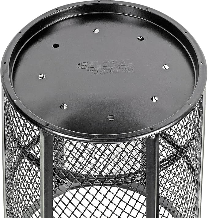 Global Industrial Outdoor Metal Trash Container Black, 48 Gallon
