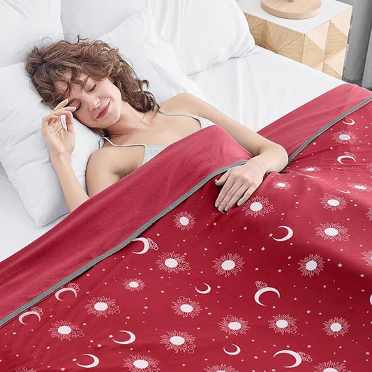 inhand Cooling Blanket Twin Size (60"x80") - Cooled Blankets for Hot Sleepers - Q-Max >0.45 Lightweight Breathable Summer Blanket for Sleeping Night Sweats to Keep Cool in The Heat -Light Red
