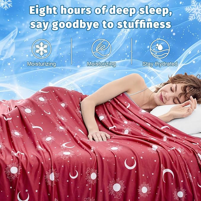 inhand Cooling Blanket Twin Size (60"x80") - Cooled Blankets for Hot Sleepers - Q-Max >0.45 Lightweight Breathable Summer Blanket for Sleeping Night Sweats to Keep Cool in The Heat -Light Red