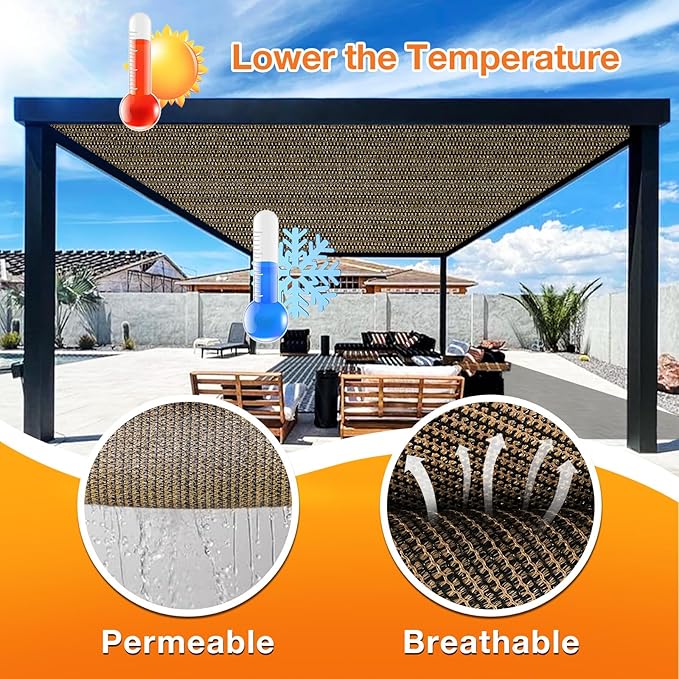 Artpuch Outdoor Pergola Shade Cover 5x24 FT Sun Shade Cloth with Grommets Mocha 90% UV Protection Canopy Patio Privacy Screen (Customized Available)