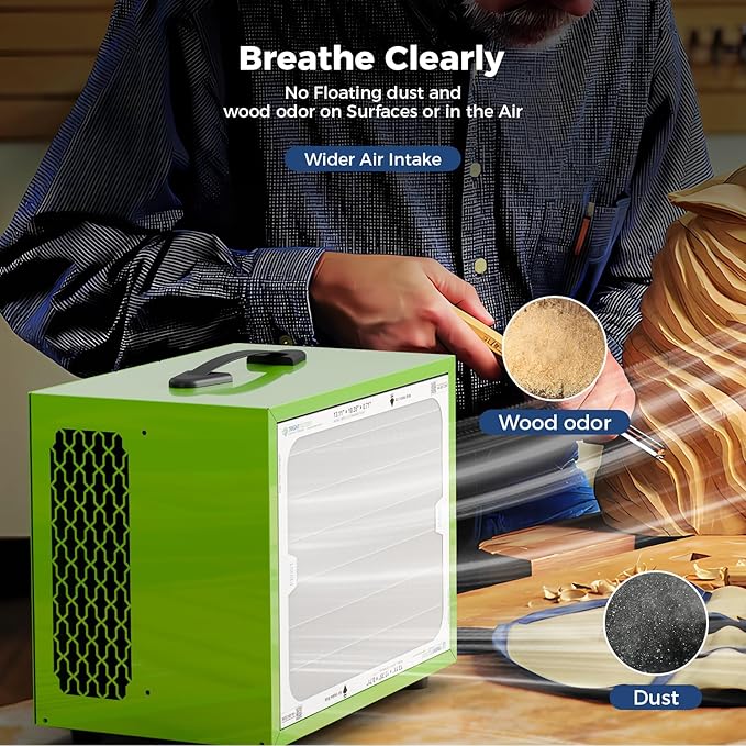 ALORAIR Portable 2 Stage (580/780 CFM) Intake Air Filtration Systems Woodworking with Strong Vortex Fan, Movable Air Filter for Garage, Home, Workshop, Bench Top, Shop Dust Collectors, Purecare 780S