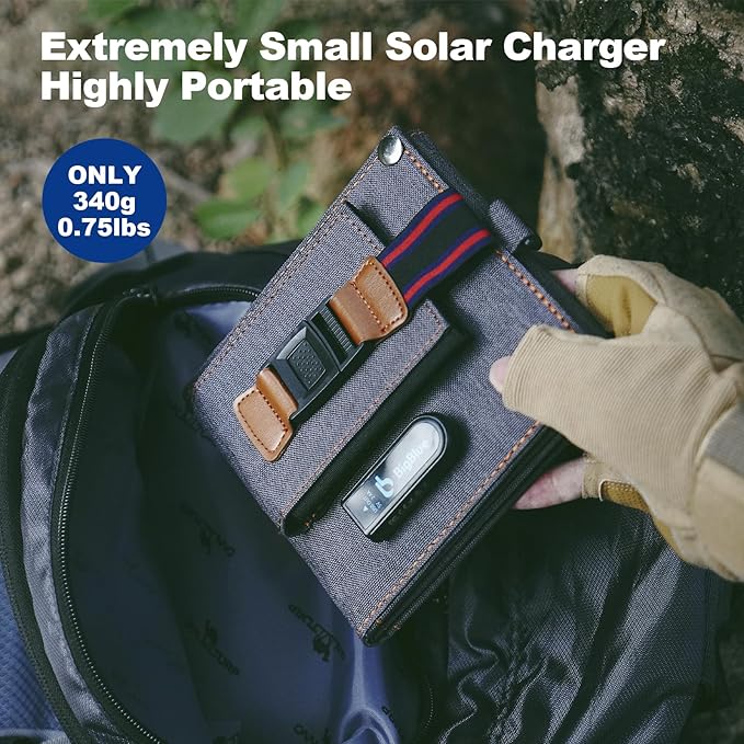 [Upgraded Tiny Solar Charger] BigBlue 14W SunPower Solar Panels with USB-A Port(5V/2.4A Max), IPX4 Waterproof, Portable Solar Phone Charger Compatible with iPhone X/8/7, Tablet, Samsung LG etc