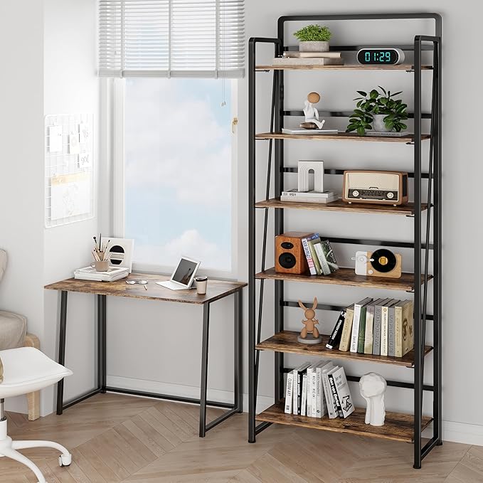 BHG No Assembly Folding Bookshelf for Living Room,Collapsible Book Shelf for Home Office, Portable Bookcase Storage Organizer Rack Shelves