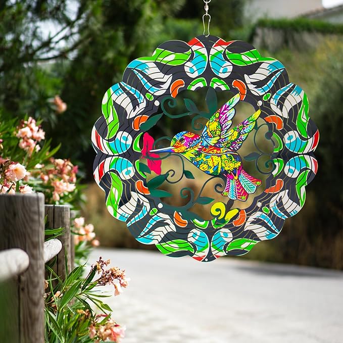 Hummingbird Large Metal Wind Spinners - Hummingbird Gifts for Women Mom Grandma Wife,15 Inch Hanging Wind Spinner for Outdoor & Indoor Decorations, Wind Spinner for Christmas Ornament Gifts