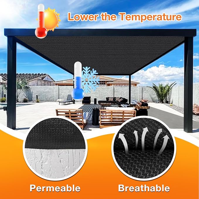 Artpuch Outdoor Pergola Shade Cover 4x4 FT Sun Shade Cloth with Grommets Black 90% UV Protection Canopy Patio Privacy Screen (Customized Available)